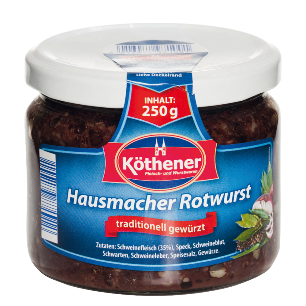 Köthener Hausschlachte Rotwurst, 250g Glas