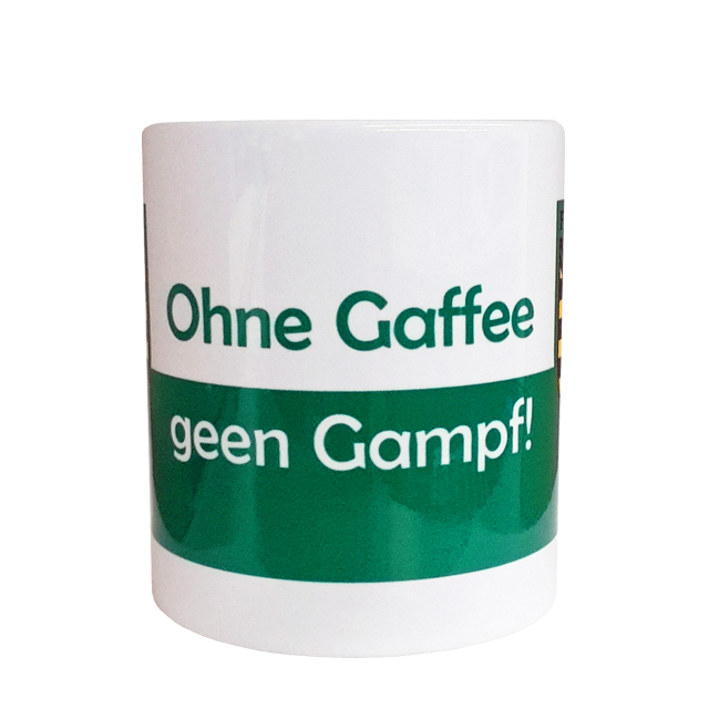 Tasse Kaffeebecher " Ohne Gaffee geen Gampf! "